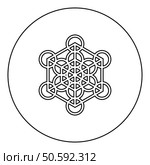 Metatron cube Sacred geometry icon in circle round black color vector illustration image outline contour line thin style simple. Metatron cube Sacred geometry icon in circle round black color vector illustration image outline contour line thin style. Стоковая иллюстрация, агентство Ingram Publishing / Фотобанк Лори