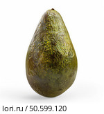 Overripe avocado fruit showing signs of decaying on white background. Стоковое AI-изображение, AI-художник Иван Рябоконь / Фотобанк Лори