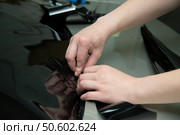 Tinting of car windows.Window film for car. Стоковое фото, фотограф Александр Поташев / Фотобанк Лори