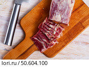 Sliced cured pork shoulder. Стоковое фото, фотограф Яков Филимонов / Фотобанк Лори
