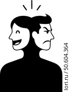Концептуальная иллюстрация двуличного коллеги. Бизнес-метафора конфликтов на работе, лицемерия и предательства. Нездоровые отношения в офисе и манипуляциях со стороны начальства. Редакционное AI-изображение, AI-художник Ирина Першина / Фотобанк Лори