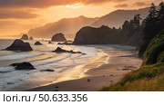 coastal oregon summer ai generated. Стоковое AI-изображение, AI-художник Vectorwin / Фотобанк Лори