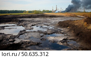 emissions oil and gas fracking ai generated. Стоковое AI-изображение, AI-художник Vectorwin / Фотобанк Лори