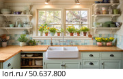 blend farmhouse kitchen sink ai generated. Стоковое AI-изображение, AI-художник Vectorwin / Фотобанк Лори