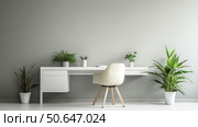 modern contemporary home office plants ai generated. Стоковое AI-изображение, AI-художник Vectorwin / Фотобанк Лори