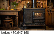 iron antique wood stove ai generated. Стоковое AI-изображение, AI-художник Vectorwin / Фотобанк Лори