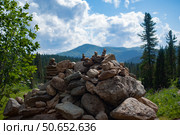 Природный парк Ергаки. Рукотворная пирамида. Стоковое фото, фотограф Любовь Войщева / Фотобанк Лори