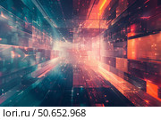 Futuristic digital data tunnel in motion. Стоковое AI-изображение, AI-художник Иван Рябоконь / Фотобанк Лори