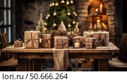 country gift on table ai generated. Стоковое AI-изображение, AI-художник Vectorwin / Фотобанк Лори