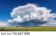 cumulonimbus clouds in blue sky ai generated. Стоковое AI-изображение, AI-художник Vectorwin / Фотобанк Лори