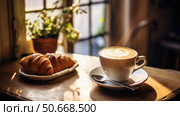 photograph coffeeshop table ai generated. Стоковое AI-изображение, AI-художник Vectorwin / Фотобанк Лори