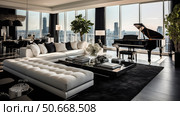 opulent black and white luxury ai generated. Стоковое AI-изображение, AI-художник Vectorwin / Фотобанк Лори