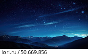 mountains stars on blue ai generated. Стоковое AI-изображение, AI-художник Vectorwin / Фотобанк Лори