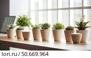 mimalist plants in office ai generated. Стоковое AI-изображение, AI-художник Vectorwin / Фотобанк Лори