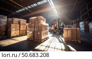 es box in warehouse ai generated. Стоковое AI-изображение, AI-художник Vectorwin / Фотобанк Лори