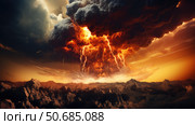 impact asteroid strike ai generated. Стоковое AI-изображение, AI-художник Vectorwin / Фотобанк Лори