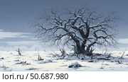 landscape dead tree illustration ai generated. Стоковое AI-изображение, AI-художник Vectorwin / Фотобанк Лори