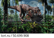 The king of killers, Tyrannosaurus Rex, kills a Triceratops as its next meal. Стоковое фото, фотограф Mark Stevenson/Stocktrek Images / ТАСС / Фотобанк Лори