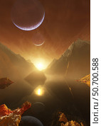 A view from the exoplanet Trappist system. Стоковое фото, фотограф Steven Hobbs/Stocktrek Images / ТАСС / Фотобанк Лори