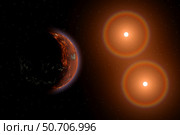 Proxima Centauri exoplanet orbiting the red dwarf star Alpha Centauri C. Стоковое фото, фотограф Mark Stevenson/Stocktrek Images / ТАСС / Фотобанк Лори