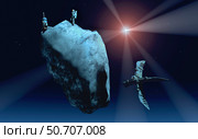 Futuristic concept of mankind mining for minerals on comets. Стоковое фото, фотограф Mark Stevenson/Stocktrek Images / ТАСС / Фотобанк Лори