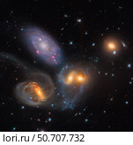 Stephan's Quintet, a grouping of galaxies in the constellation Pegasus. Стоковое фото, фотограф Roberto Colombari/Stocktrek Images / ТАСС / Фотобанк Лори