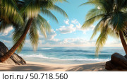 coastal palm trees and ocean. Стоковое фото, фотограф Vectorwin / Фотобанк Лори