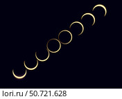 A composite that showing the sequence around mid-eclipse of the October 14, 2023 annular eclipse. Стоковое фото, фотограф Alan Dyer/Stocktrek Images / ТАСС / Фотобанк Лори