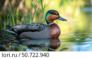 wildlife green winged teal duck. Стоковое фото, фотограф Vectorwin / Фотобанк Лори
