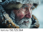 Portrait of an inuit elder braving the frigid arctic winter weather. Стоковое AI-изображение, AI-художник Иван Рябоконь / Фотобанк Лори