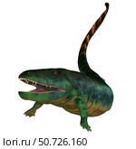 Eogyrinus aquatic tetrapod on white background. Стоковое фото, фотограф Corey Ford/Stocktrek Images / ТАСС / Фотобанк Лори