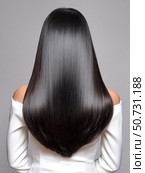 Smooth and shiny long hair on elegant woman in white dress, professional look. Стоковое AI-изображение, AI-художник Katsiaryna Repich / Фотобанк Лори