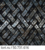 Metallic seamless pattern of a twisted metal. Photorealistic tileable pattern of weaving silver. Стоковое AI-изображение, AI-художник Олег Яцкевич / Фотобанк Лори