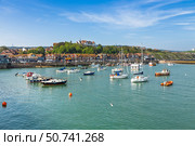 Fishing boats floating in Folkestone Harbour, Kent coast (2024 год). Редакционное фото, фотограф Zydrius Tartenis / Фотобанк Лори