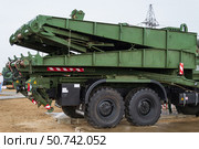 Тяжелый механизированный мост ТММ-3М2 на шасси автомобиля "КамАЗ" 6х6. Средняя Ахтуба, Волгоградская область, Россия. (2020 год). Редакционное фото, фотограф Андрей Цыганков / Фотобанк Лори