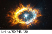 Stunning celestial display of a star's death in vibrant colors captured in deep space. Стоковое AI-изображение, AI-художник Михаил Коханчиков / Фотобанк Лори