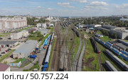 Город Киров - железная дорога в районе локомотивного депо (аэросъемка 2020 года) Стоковое видео, видеограф Владислав Самошкин / Фотобанк Лори