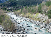 River rapids flowing near the mountain. North Ossetia. Стоковое фото, фотограф Жанна Гапанович / Фотобанк Лори