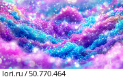 Shimmering Glittering Abstract Landscape: A Dreamlike Scene of Purple and Blue Sparkle. Стоковое AI-изображение, AI-художник Данила Большаков / Фотобанк Лори