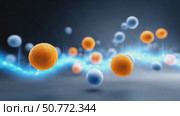Orange and blue cells moving on a wavy surface. Стоковое AI-видео, аниматор Юрий Поздников / Фотобанк Лори