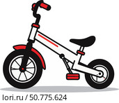 Minimalist tricycle design with red accents on white background, creativity. Стоковое AI-изображение, AI-художник Ольга Невская / Фотобанк Лори