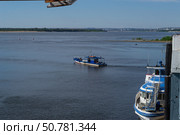 Пассажирское судно ПС-360, теплоход, проект 792А возле Речного порта. Волгоград, Россия. (2020 год). Редакционное фото, фотограф Андрей Цыганков / Фотобанк Лори