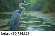 The majestic blue heron embodies tranquility and elegance. Стоковое AI-видео, аниматор ketpro.design / Фотобанк Лори