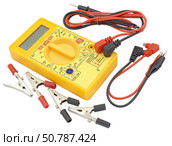 Цифровой мультиметр и радиоэлементы на белом фоне. Digital  multimeter on a white background. Стоковое фото, фотограф Татьяна Д / Фотобанк Лори