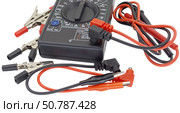 Цифровой мультиметр и радиоэлементы на белом фоне. Digital  multimeter on a white background. Стоковое фото, фотограф Татьяна Д / Фотобанк Лори