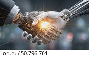 Humans and robots collaborate in advanced technology showcase at modern expo in October 2023. Стоковое AI-видео, аниматор Ekaterina Ismagilova / Фотобанк Лори