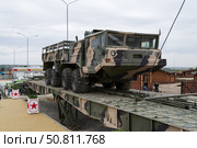 Военный артиллерийский тягач БАЗ-6953 в парке Патриот, Ростовская область, Каменск-Шахтинский, Россия (2020 год). Редакционное фото, фотограф Андрей Цыганков / Фотобанк Лори