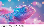 Iridescent Reptile: A Close Encounter in a Dreamscape. Стоковое AI-видео, аниматор Данила Большаков / Фотобанк Лори