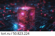 Luminous cube pulsating with digital energy. Стоковое AI-видео, аниматор Данила Большаков / Фотобанк Лори