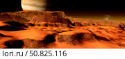 A panorama of the strange, mesa-like mountains on Io. Стоковое фото, фотограф Ron Miller/Stocktrek Images / ТАСС / Фотобанк Лори